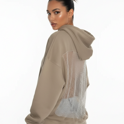 LuxeCrystal™ Reflective Mesh Hoodie