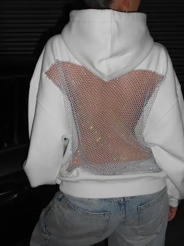 LuxeCrystal™ Reflective Mesh Hoodie
