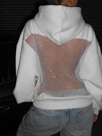 LuxeCrystal™ Reflective Mesh Hoodie